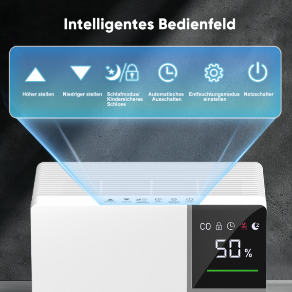 Fwoueot 16L/24h Luftentfeuchter Elektrisch, Raumentfeuchter mit Kompressor,Entfeuchter für Räume bis zu 45m² (120m³), Automatische Abtauung, 3 Modi, 24h Timer, Großer Tank 2L Mit Rädern,Schlafzimmer