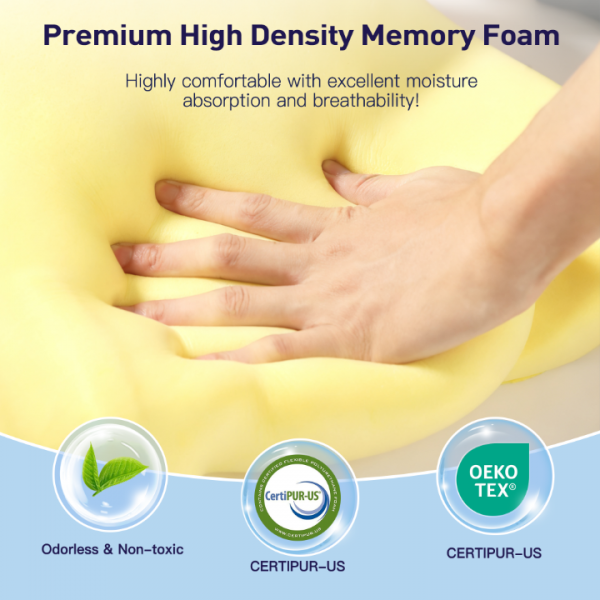 Fwoueot Nackenkissen Kopfkissen Memory Foam Kissen, Nackenstützkissen, Ergonomisches Kopfkissen, für Seiten Rücken & Bauchschläfer grau